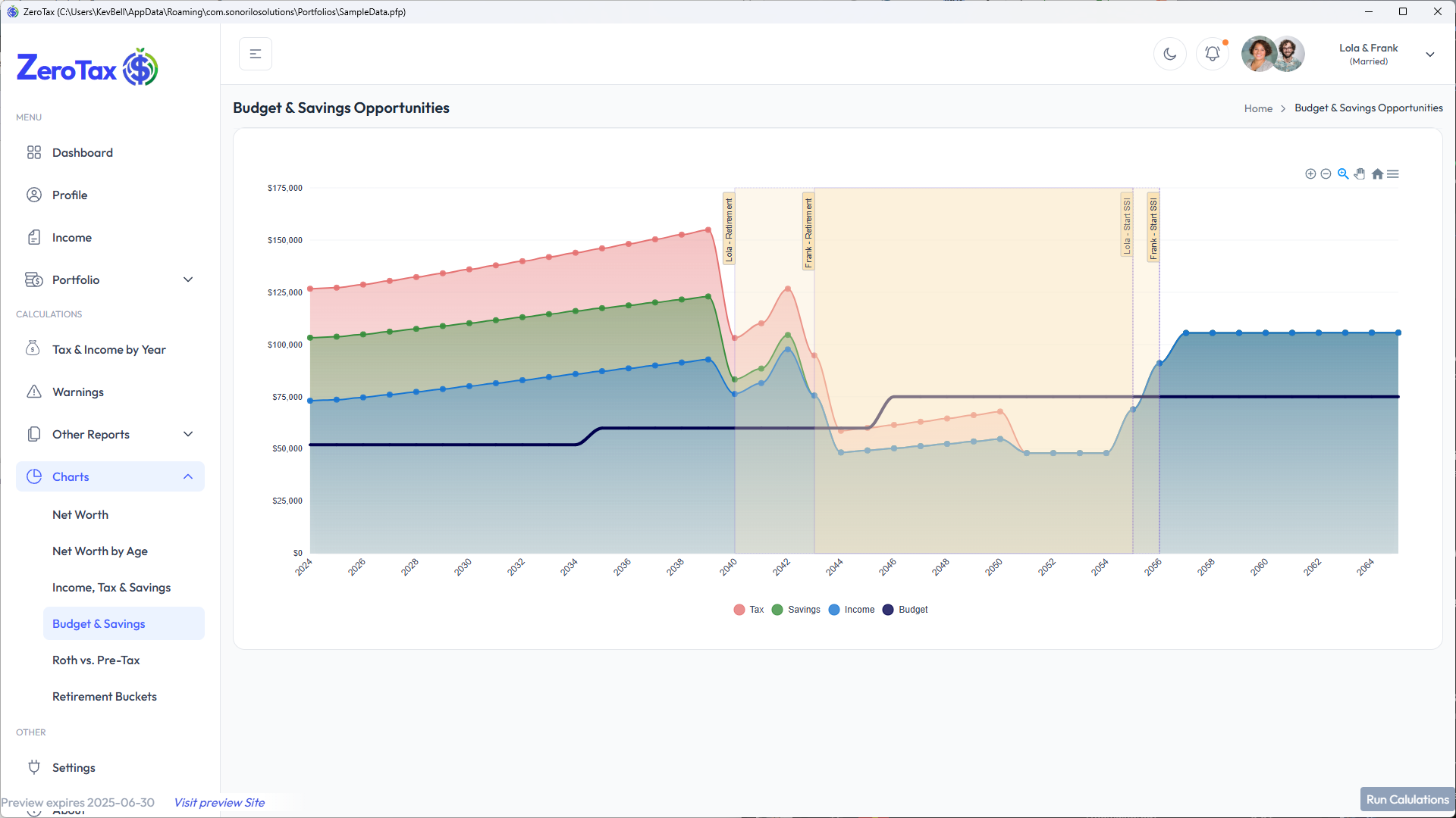Income, Tax & Savings by year